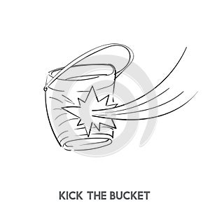 Hand drawn kick the bucket idiom