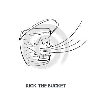 Hand drawn kick the bucket idiom photo
