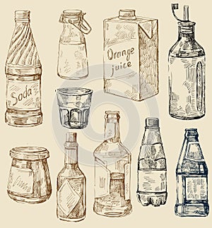 Hand drawn kitchen set