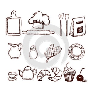 Hand drawn kitchen set