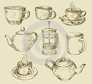 Hand drawn kitchen set