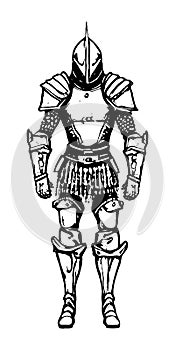 hand drawn a knight metal medieval armory