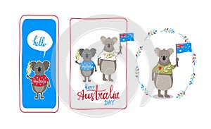 Hand drawn koalas on Australia day cards