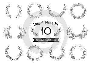 Hand Drawn Laurel Wreaths