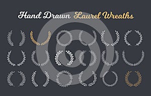Hand Drawn Laurel Wreaths