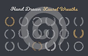 Hand Drawn Laurel Wreaths