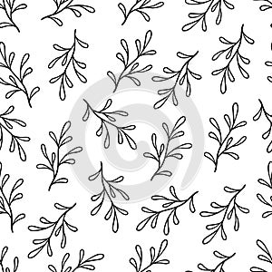 Hand drawn leaf seamless pattern