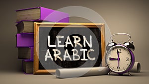 Hand Drawn Learn Arabic Concept on Chalkboard