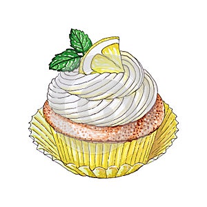 Hand-drawn Lemon Cupcake