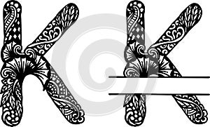 Hand drawn letter K for design element. Vector illustration