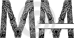 Hand drawn letter M for design element. Vector illustration