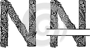 Hand drawn letter N for design element. Vector illustration