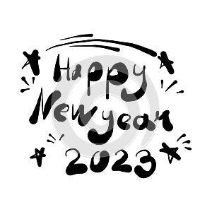 Hand drawn lettering Happy 2023 new year