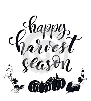 Hand drawn lettering Harvest festival. Black and white