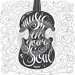 Hand-drawn lettering music in your soul
