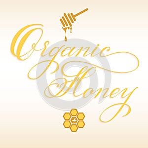 Hand drawn lettering Organic honey. Elegant modern handwritten calligraphy. Vector Ink illustration.