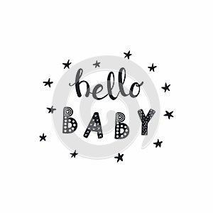 Hello Baby lettering quote