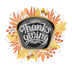Hand-drawn lettering vector illustration for Thanksgiving day