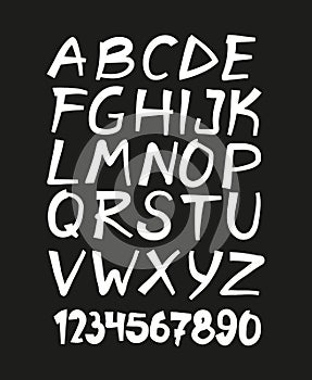 Hand drawn letters and numbers font.