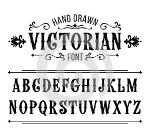 Hand drawn letters. Victorian style