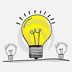 Hand drawn light bulb icon. doodle concept of idea. Brainstorming inspiration design. light bulb symbols
