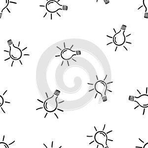 Hand drawn light bulb seamless pattern background. Business flat