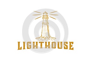hand drawn Light house Designs Inspiration Isolated on White Background.
