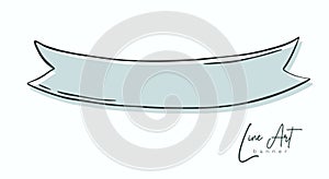 Hand drawn line art ribbon banner vector illustration