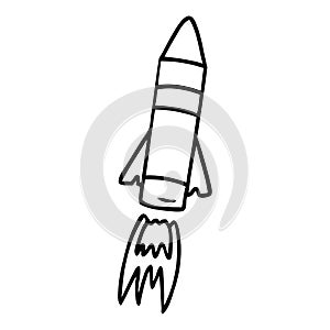 hand drawn line drawing doodle of a space rocket