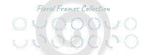 Hand Drawn Line Floral Frames Set, Circles Floral Frames For Cut, Wedding Monogram, Invitations And Wedding Clip Art