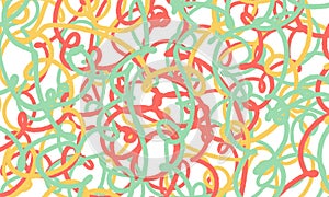 hand drawn line of green ,red and yellow background design