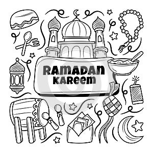 Hand Drawn lineal islamic Ramadan kareem