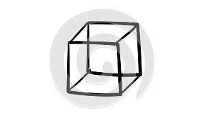 Hand-drawn lines cube in isometric