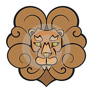 Hand Drawn Lion Coloring Page For Kids Vector Illustration