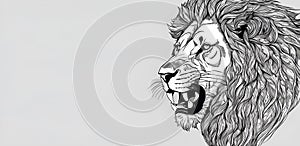 Hand drawn lion head outline illustration vector
