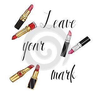 Hand drawn lipsticks illustration