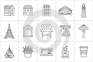 Hand drawn logo elements and icons