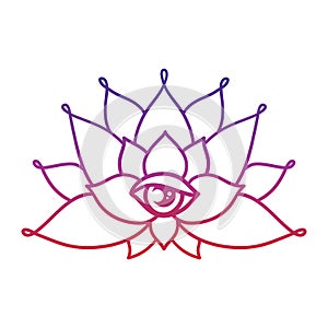 Hand drawn lotus flower tattoo design with third eye. Graphic mandala pattern