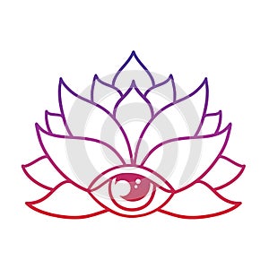 Hand drawn lotus flower tattoo design with third eye. Graphic mandala pattern