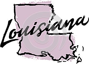 Hand Drawn Louisiana State Sketch photo