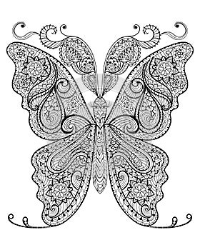 Hand drawn magic butterfly for adult anti stress Coloring Page