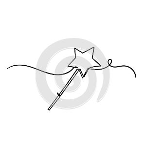 Hand Drawn magic wand doodle Sketch style icon. Decoration element. Isolated on white background