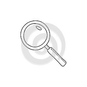 Hand drawn magnifier symbol.  Search icon vector illustration