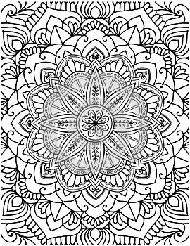 Hand Drawn Mandala Coloring Pages For Adult Coloring Book. Floral Hand Drawn Mandala Coloring Page