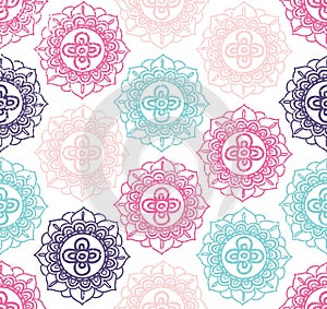 Hand-drawn mandala seamless vector pattern