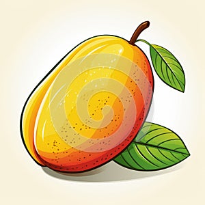 Hand Drawn Mango Illustration With Vibrant Colors