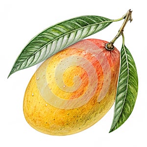 Hand-drawn mango isolated on white background