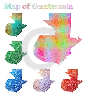 Hand-drawn map of Guatemala. photo