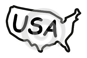 Hand-drawn map of the United States of America