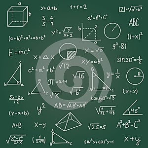 Hand drawn math symbols icon in flat style. Mathematics formula vector illustration on isolated background. School education sign